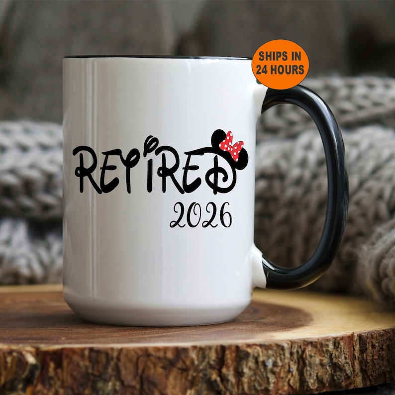 Taza de jubilación personalizada de Disney, regalos de jubilación para mujeres, taza de jubilación, regalo de jubilación, taza de Disney, Disney World, Disney Land imagen 1