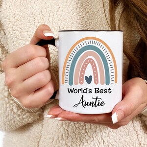 Worlds Best Auntie Rainbow Coffee Mug, Boho Rainbow, Personalized Mug, Custom Coffee Mug, Coffee Cup, Gift for Aunt, Christmas Gift for Aunt