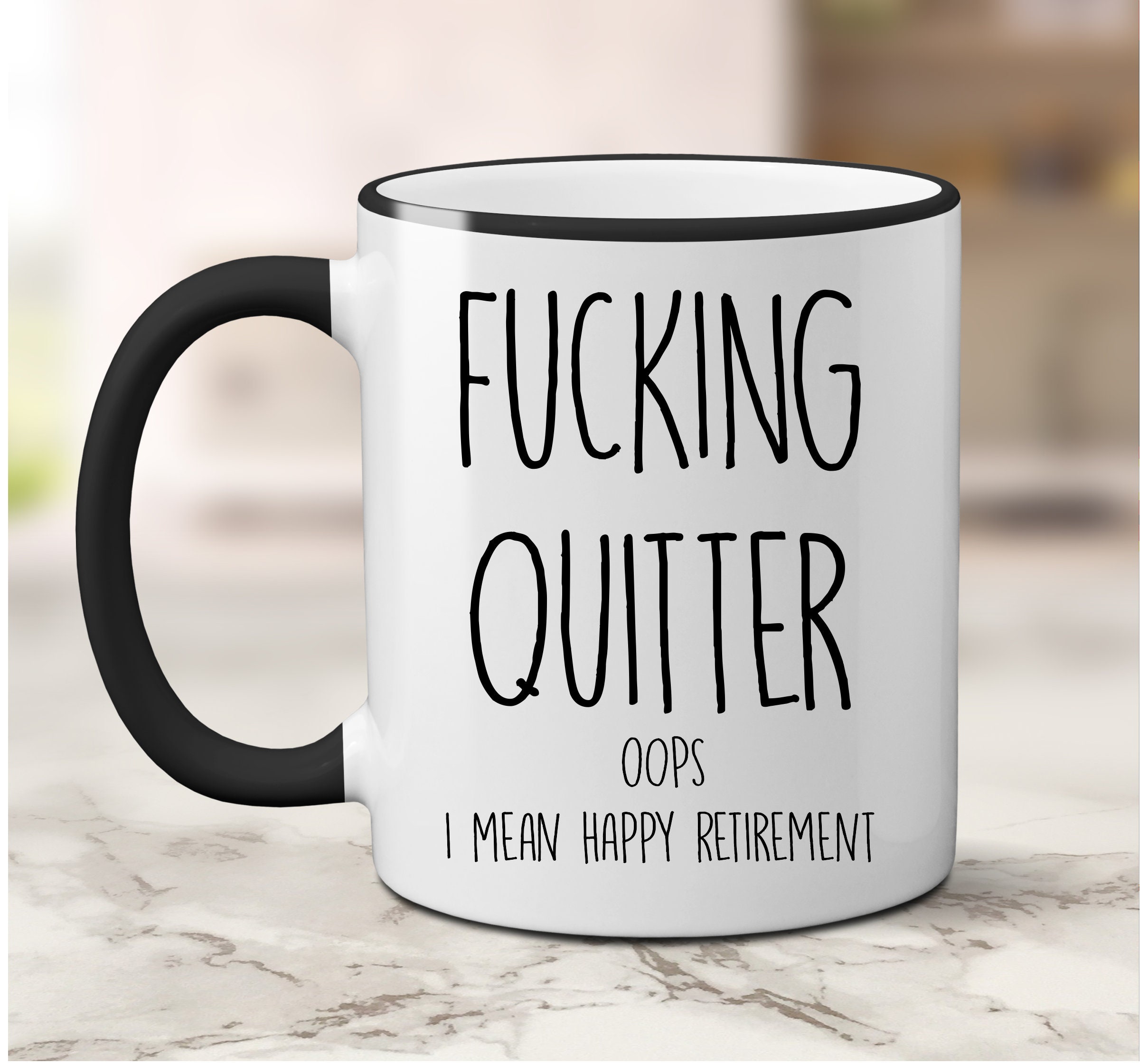 Funny Retirement Gifts for Men Women-Quitter I Mean Happy Retirement Coffee Mugs 