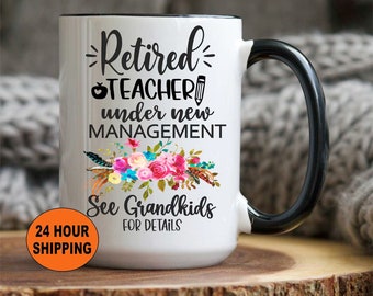 Personalized Teacher Retirement Mug, Floral Design
