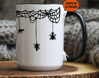 Halloween Spiderweb Coffee Mug: Spooky Gothic Fall Decor