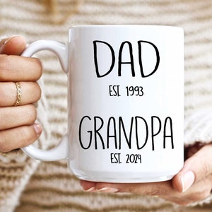 Personalize Promoted Dad to Grandpa Mug, New Grandpa, Grandparents Pregnancy Announcement, Gift Father, Grandpa, Baby Reveal, Coffee Cup 15oz White Mug