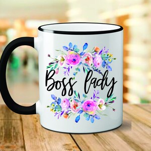 Boss Lady Mug, Boss Lady Coffee Mug, Floral Boss Lady Mug, Flower Boss Lady Mug, Boss Lady Mug, Lady Boss, Lady Boss Christmas Gifts, Xmas image 1