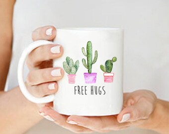 Custom Free Hugs Mug, Free Hugs Mug, Cactus Mug, Free Hugs Cactus.Cactus Mug,Cactus Free Hugs, Cactus Cup, Cute Cactus Mug, Funny Cactus Mug