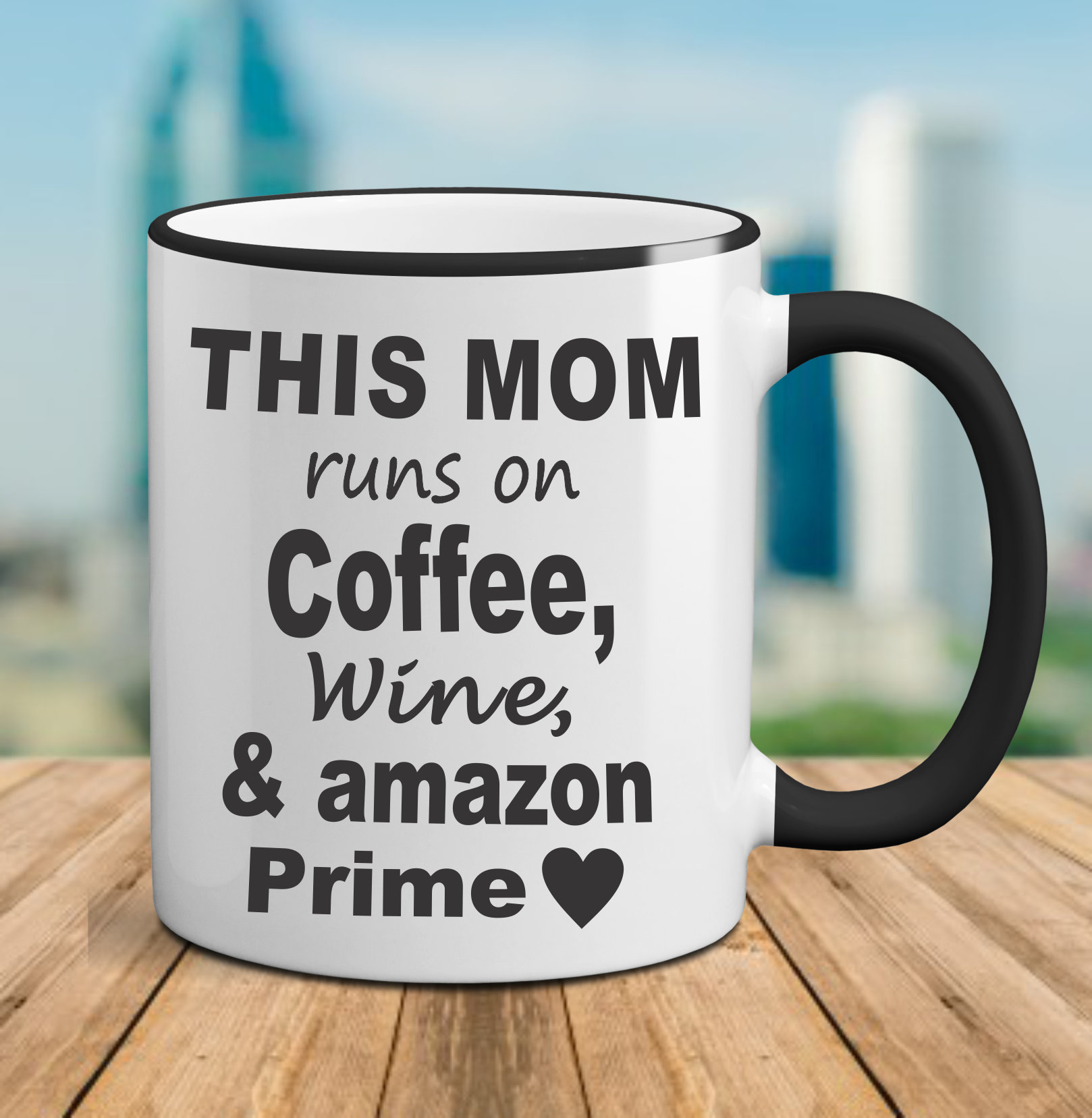 This Mom Runs on Coffee Target and Amazon Prime Coffee Mug or Cup 11 oz. Standard White Mug