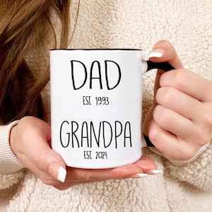 Personalize Promoted Dad to Grandpa Mug, New Grandpa, Grandparents Pregnancy Announcement, Gift Father, Grandpa, Baby Reveal, Coffee Cup 11oz Black Handle