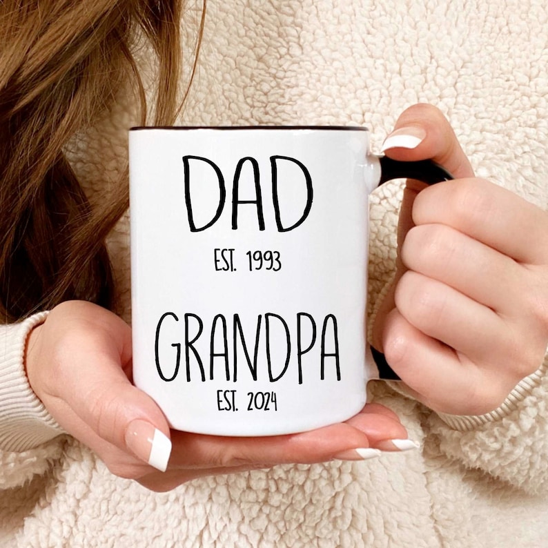 Personalize Promoted Dad to Grandpa Mug, New Grandpa, Grandparents Pregnancy Announcement, Gift Father, Grandpa, Baby Reveal, Coffee Cup 11oz Black Handle