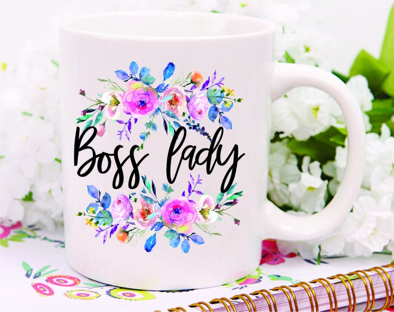 Boss Lady Mug, Boss Lady Coffee Mug, Floral Boss Lady Mug, Flower Boss Lady Mug, Boss Lady Mug, Lady Boss, Lady Boss Christmas Gifts, Xmas image 2