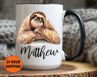 Custom Sloth Coffee Mug, Sloth Mug, Cute Sloth Mug, Sloth Gift, Sloth Gift for Him,Sloth Lover,Sloth Coffee Cup,Personalized Sloth Mug,Sloth