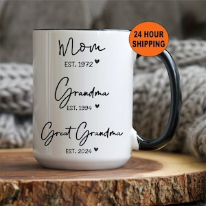 Promoted to Great Grandma. Pregnancy Reveal - Grandma Mug, Mothers Day, Pregnancy Announcement Grandparents, Great Grandma Mothers Day Gifts