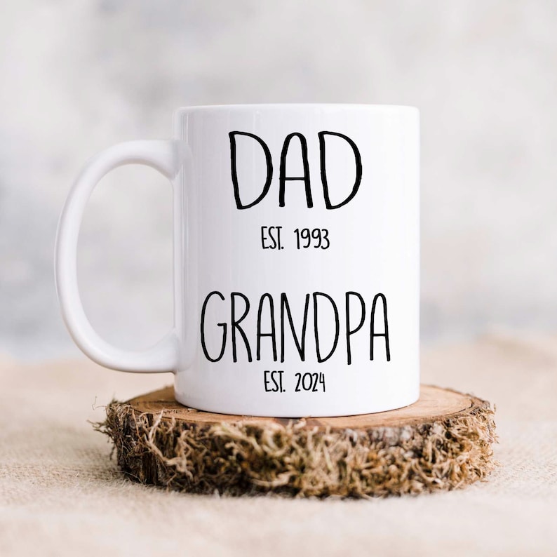 Personalize Promoted Dad to Grandpa Mug, New Grandpa, Grandparents Pregnancy Announcement, Gift Father, Grandpa, Baby Reveal, Coffee Cup 11oz White Mug