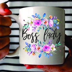 Boss Lady Mug, Boss Lady Coffee Mug, Floral Boss Lady Mug, Flower Boss Lady Mug, Boss Lady Mug, Lady Boss, Lady Boss Christmas Gifts, Xmas image 3