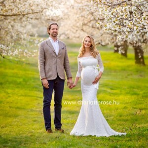 Materinty wedding dress, Lace Maternity Gown, Maternity Dress for Photo Shoot, Maxi Dress, Fitted Maternity Maxi Dress, Pregnancy Dress image 3