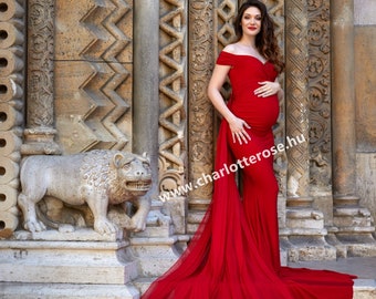 Maternity Dress ~ Fitted Maxi Dress ~ Long Maternity Dress ~ Maxi Gown ~ Maternity Gown For Photo Shoot ~ Chiffon Skirt