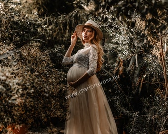 Maternity Gown For Photo Shoot, Tulle Maternity Dress, Lace Maternity Dress, Maternity Photography, Photoprops, Tutu, Tulle Skirt Boho dress