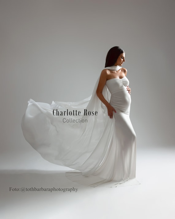 Maternity fitted strapless sweetheart gown~Maternity dress~Baby shower  dress~Photography prop gown~pregnancy dress, White maternity dress