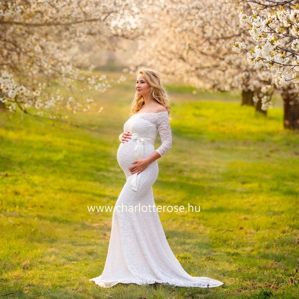 Maternity Brautkleid, Mutterschaftskleid Spitze, Mutterschaftskleid für Fotoshooting, Maxikleid, Maxikleid für die Mutterschaft, Schwangerschaftskleid