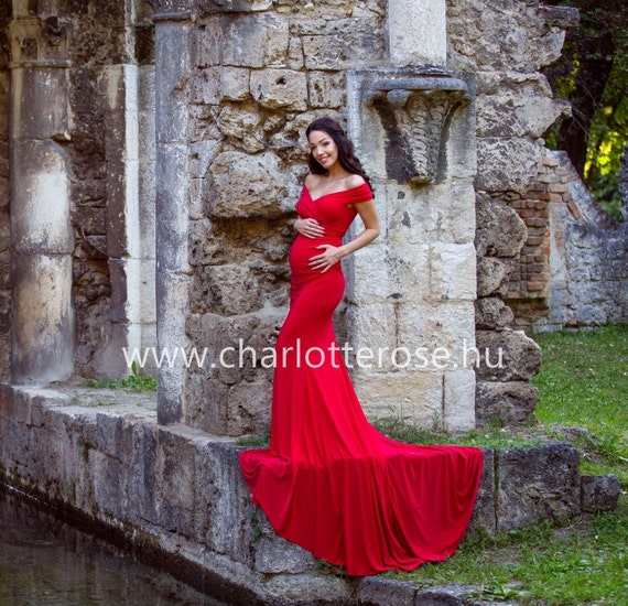 Robe de maternite robe de maternite pour seance photo accessoires photo photo de maternite robe longue traine robe de maternite robe de maternite robe rouge Etsy Canada