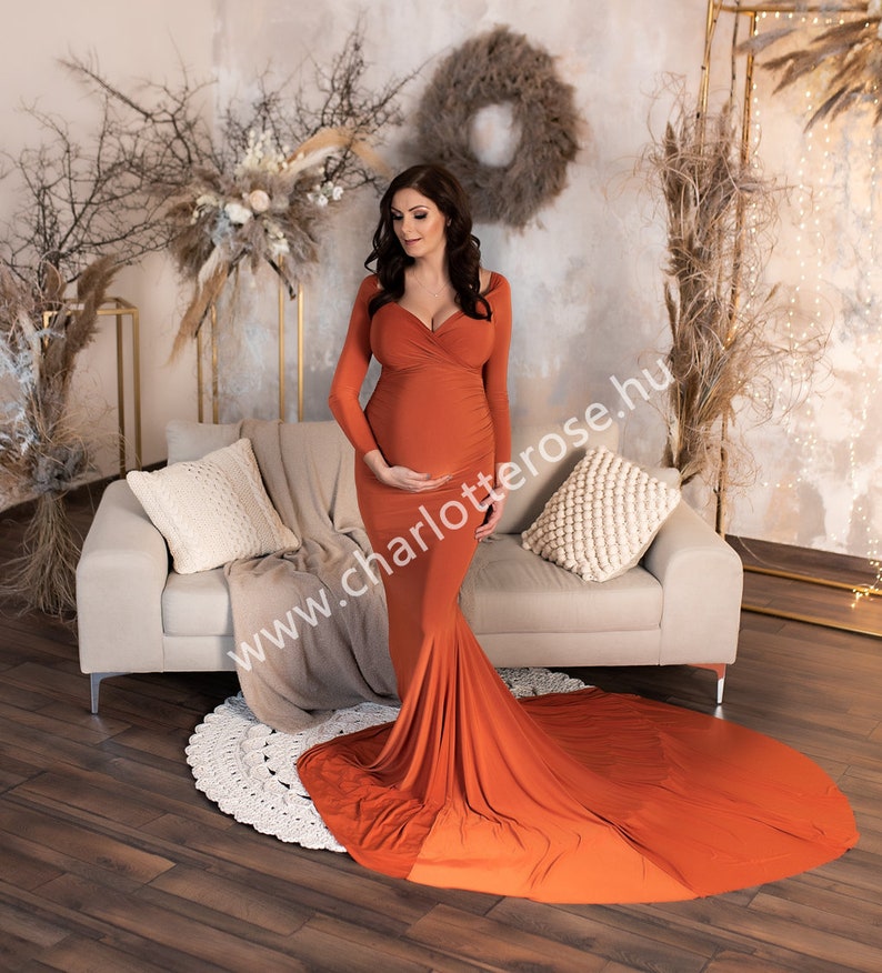 Maternity Dress,Off Shoulders Sweetheart Neckline Long Sleeves Maternity, Baby Shower, Maternity dress for photoshoot, red dress Boho dress 