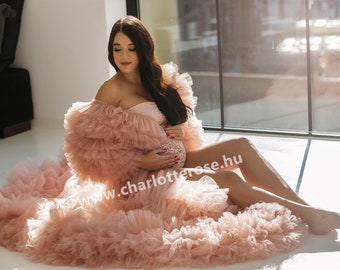 Tulle Maternity robe / Tulle Maternity dress / Pregancy photography robe with tulle /Maternity dress for photoshoot / Maternity photoshoot