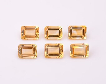 Citrine naturelle 4 x 6 mm, taille octogonale, facettes, citrine calibrée, taille semi-précieuse