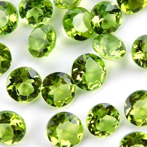 5 x 5 mm natuurlijke peridoot, ronde facetgeslepen, gekalibreerde peridot losse steen, halfedelsteen geslepen