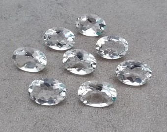 5x7mm Crystal Quartz Oval Cut Faceted Natural Crystal Quartz Pear Faceted Cut Calibrated Sizes Loose Gemstone