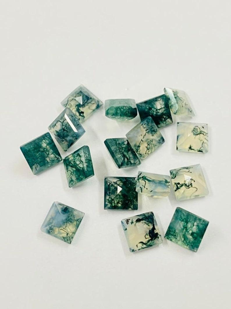 8 mm 天然グリーンモスアゲート スクエア キャリブレーション済み