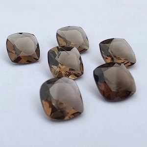 14x14mm Smoky Quartz Cushion Cut Faceted Natural Smoky Quartz Faceted Cut Calibrated Sizes Loose Gemstone
