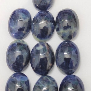 Natürliche Sodalith Oval Lose kalibriert Schmuck Edelstein Cabochons Flache Rückseite Lose kalibriert Edelstein