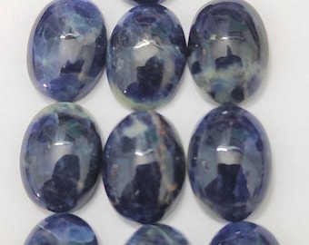 Natural Sodalite Oval Loose Calibrated Jewelry Gemstone Cabochons Flat Back Side Loose Calibrated Gemstone