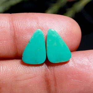 3.45cts Natural Arizona Turquoise Gemstone Cabochon Pair 8x12mm, Loose Stone, Semi Precious Cab, Turquoise Gemstone Cabochon 101
