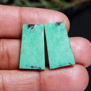 16.75cts Natural Arizona Turquoise Gemstone Cabochon Pair 12x22mm, Loose Stone, Semi Precious Cab, Turquoise Gemstone Cabochon 109
