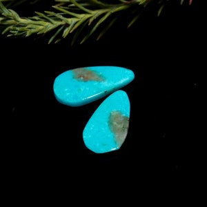 2.40cts Natural Arizona Turquoise Gemstone Cabochon Pair 6x12mm, Loose Stone, Semi Precious Cab, Turquoise Gemstone Cabochon 120