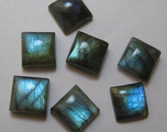 10MM Natural Labradorite Square Cabochon, Calibrated Labradorite Loose Stone Cab, Semi Precious Gemstone Cabochon