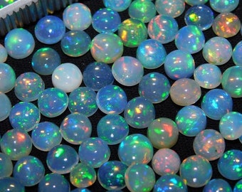 Cabochão redondo de opala natural de 8 mm, pedra solta calibrada, pedra semipreciosa
