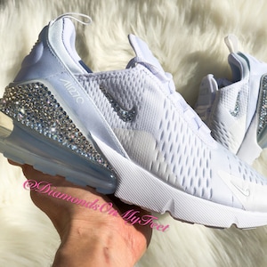 Swarovski Women's Nike Air Max 270 All White Sneakers - Etsy