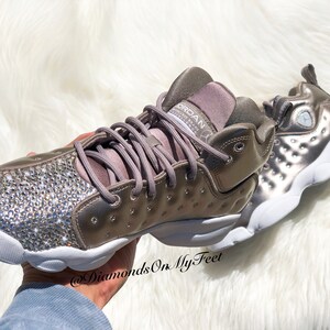 Swarovski Women&#39;s Jordan Team 2 Gold Jumpman Sneakers Blinged With Authentic Swarovski Crystals Custom Bling Crystal Basketball Shoes