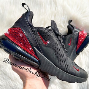 Swarovski Women s Nike Air Max 270 All Black Sneakers Blinged Out