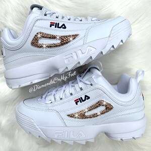 Swarovski Women's Fila Disruptor 2 Premium White Sneakers Blinged Out ...