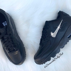Swarovski Women's Nike Air Max 90 All Black Sneakers - Etsy