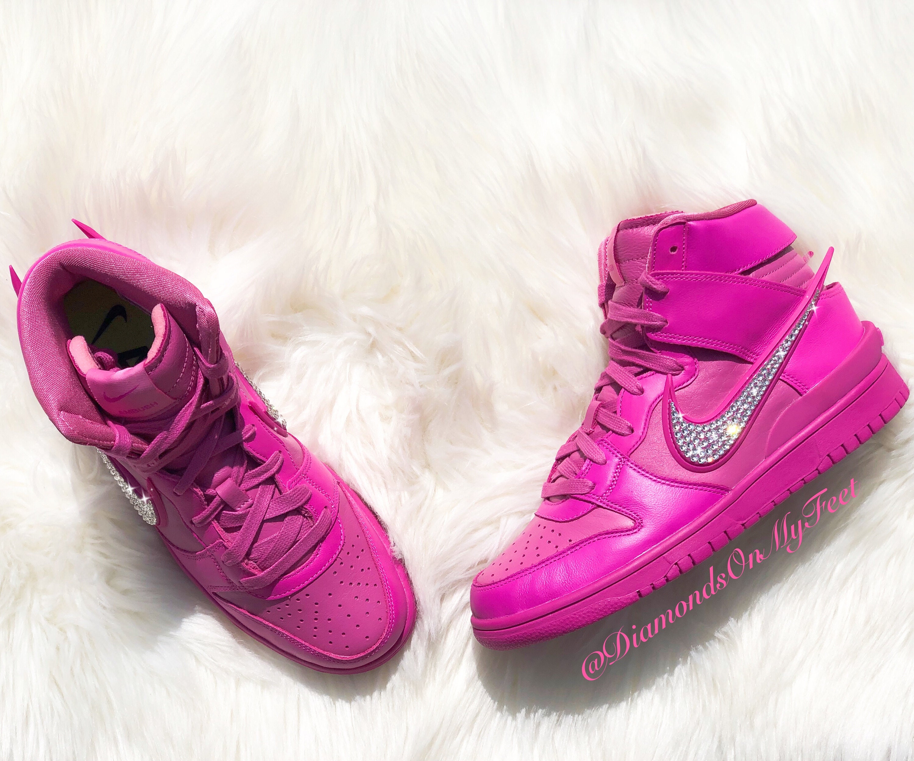 Swarovski Women's Nike Dunk High Ambush Lethal Pink Sneakers