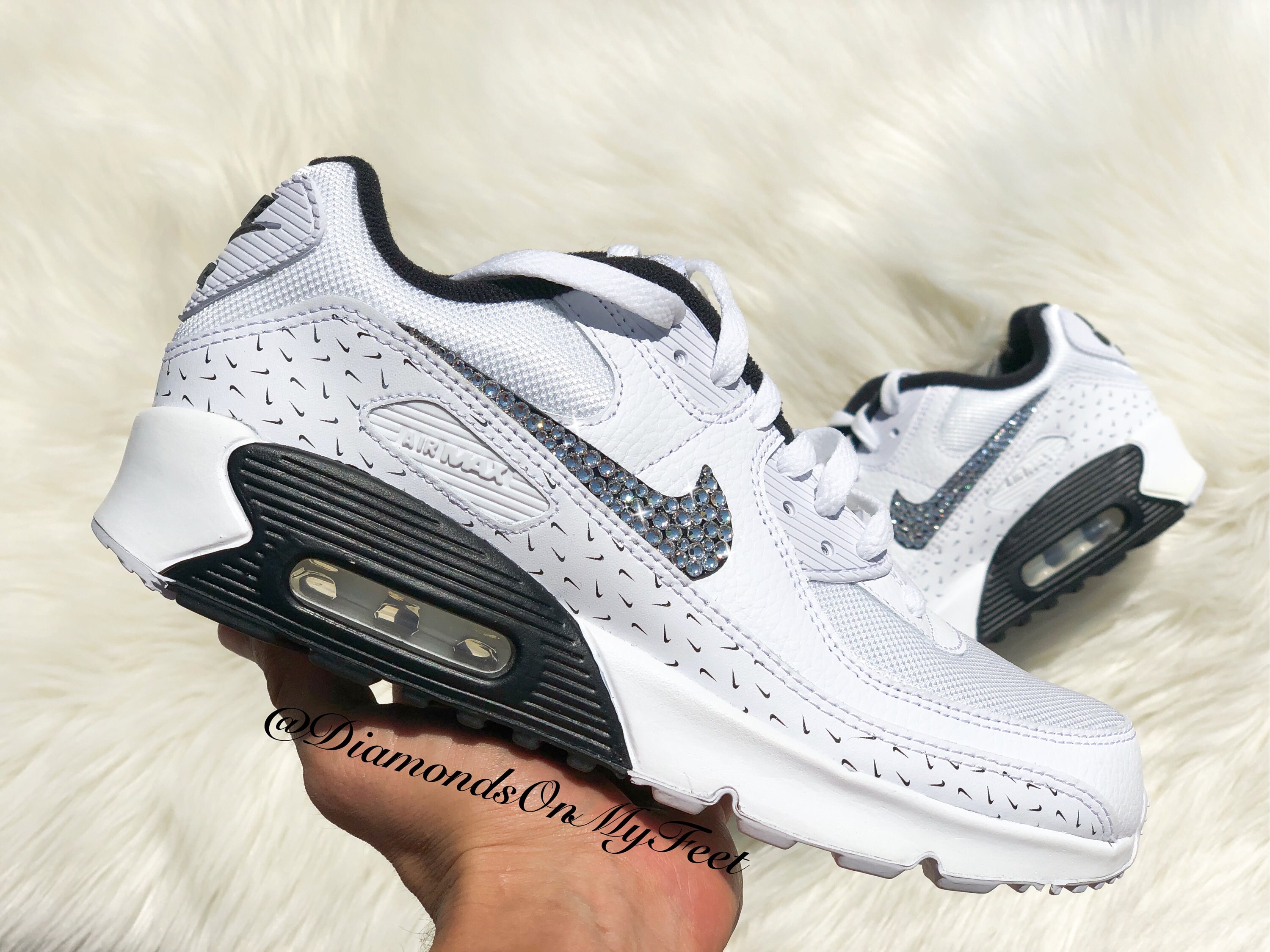 Swarovski Nike Air Max 90 wit \u0026zwart all over print sneakers - Etsy  Nederland