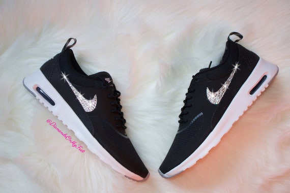Swarovski Women's Nike Air Max Thea Black & White Sneakers Blinged Out With Authentic Clear Swarovski Crystals Custom Bling Nike Shoes Air Max Thea Women's Shoe. Nike GB | Products | Nike thea