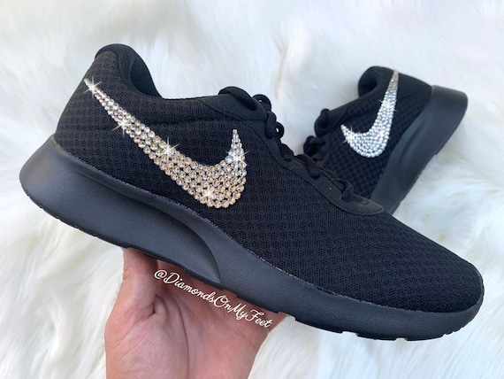 Swarovski Damen Nike Air Max Tanjun All Black Sneakers Blinged - Etsy.de