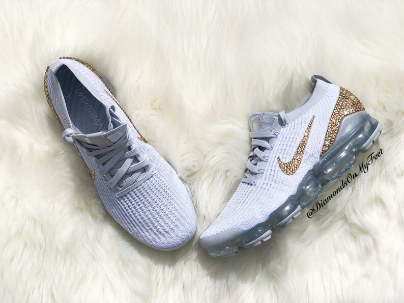 Swarovski Women's Nike Vapormax Flyknit 3 White Silver - Etsy