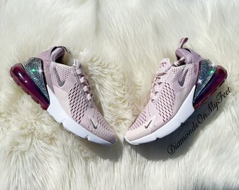 Swarovski Women's Air Max 270 Barely Rose Pink White Sneakers