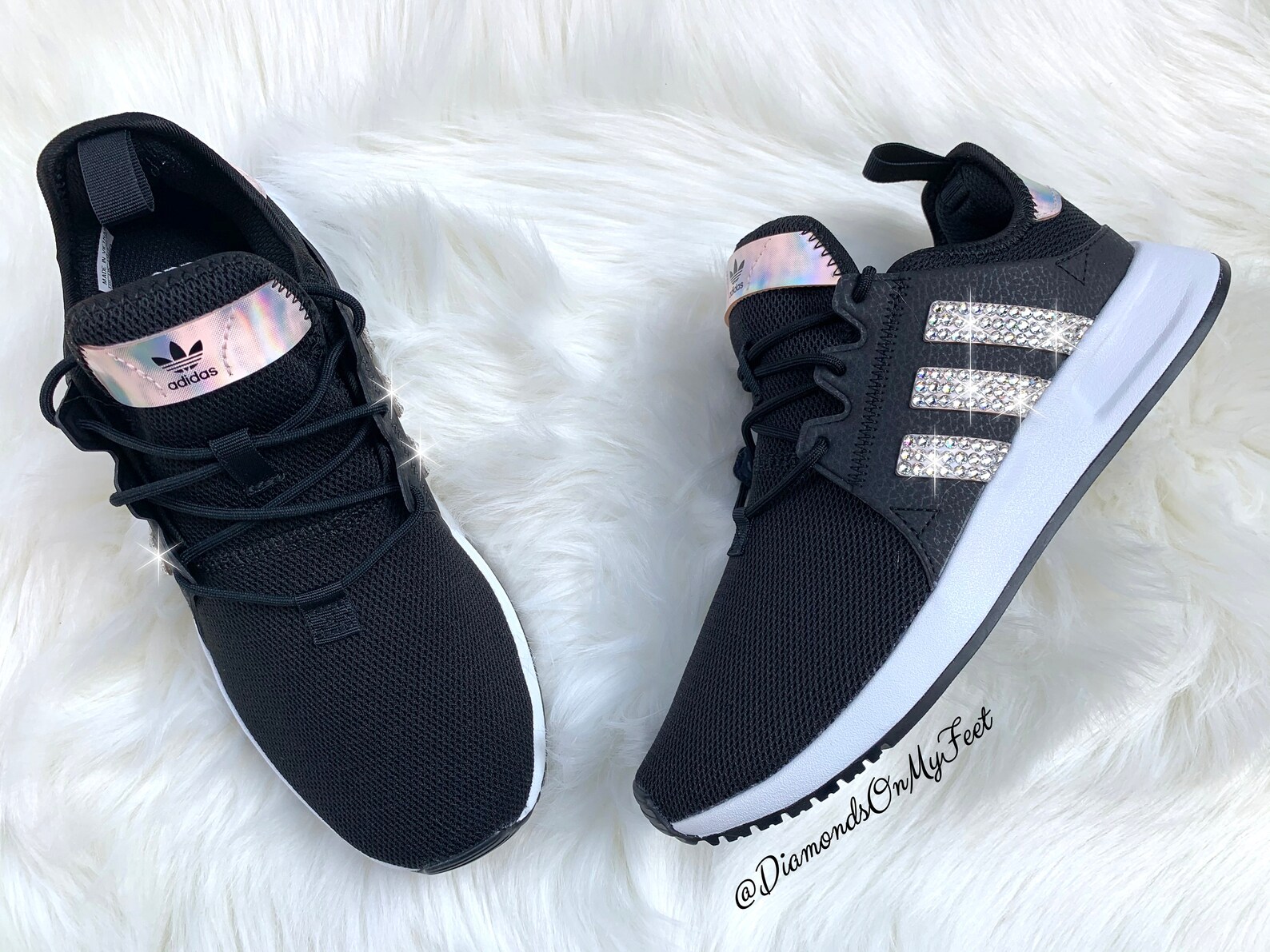 Size 8.5 Swarovski Womens Adidas XPLR Black & Iridescent | Etsy