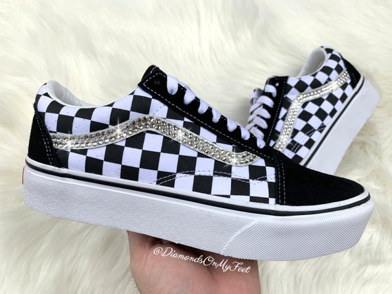 Swarovski Women's Vans Old Skool Black & White Checkered 