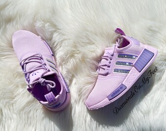 Swarovski Womens NMD R1 Lilac Light Purple Sneakers Blinged Out With Authentic Clear Swarovski Crystals Custom Bling Running Athletic Shoes Etsy